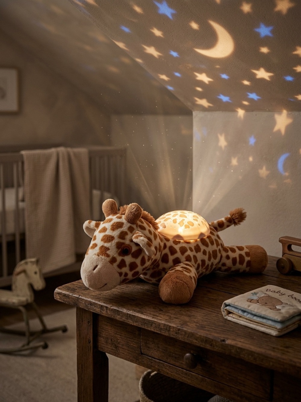 Cloud B Giraffe Plush Night Light - gold and Brown